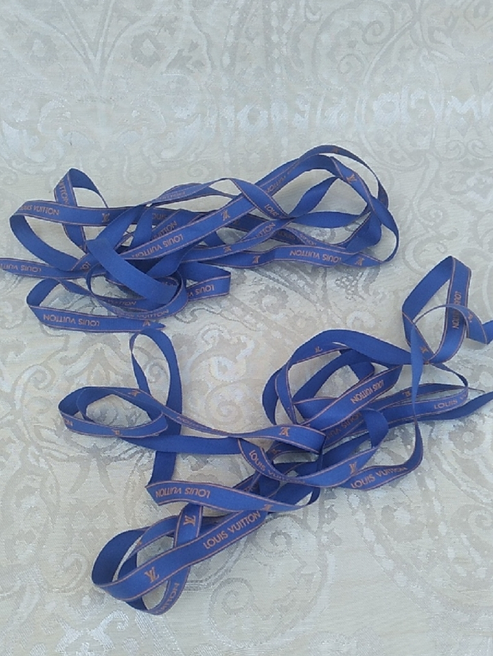 Lot 2 Vintage Louis Vuitton Blue Logo Ribbon